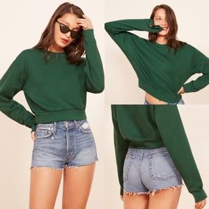 Reformation • Hunter Cropped Sweatshirt Green XS